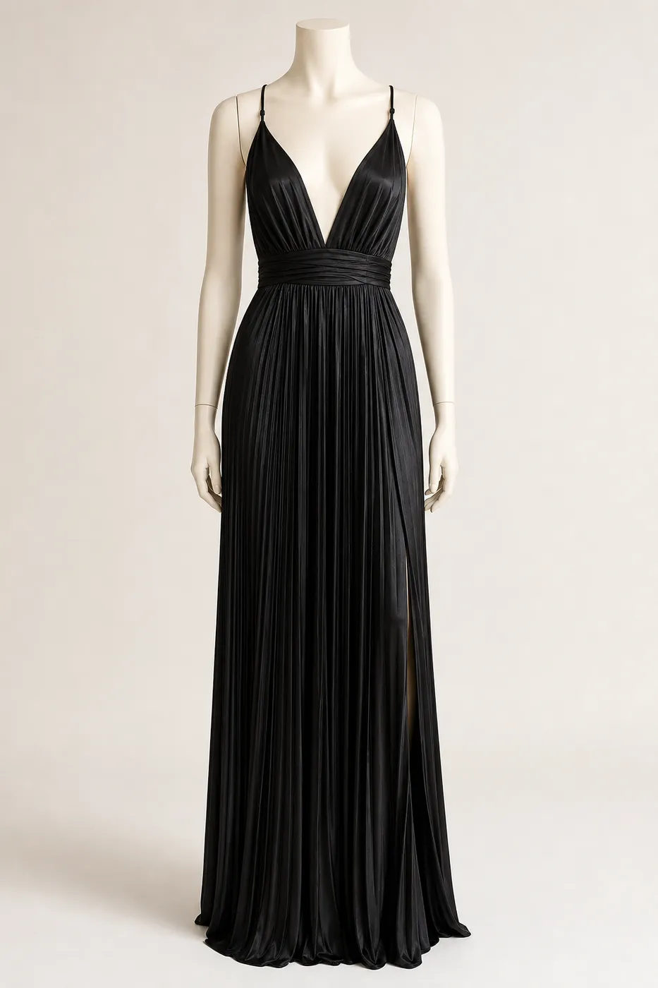 Long Pleated Satin Frock No.17